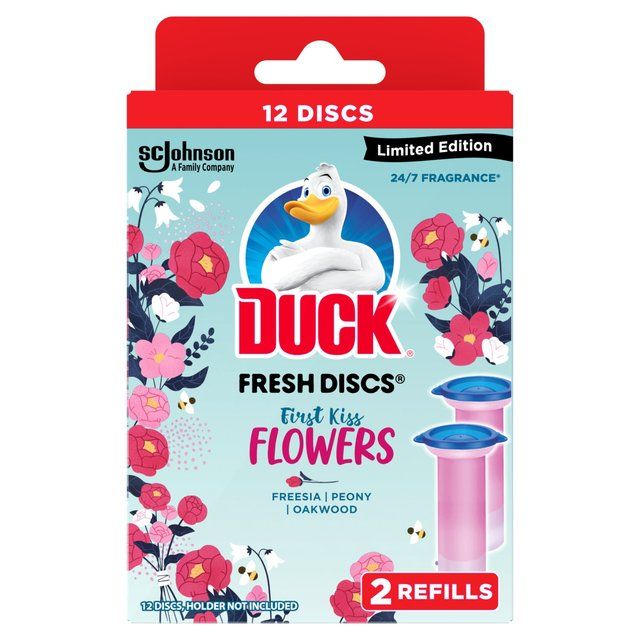 Duck Toilet Fresh Discs Duo Refills First Kiss Flowers   2 x 36ml