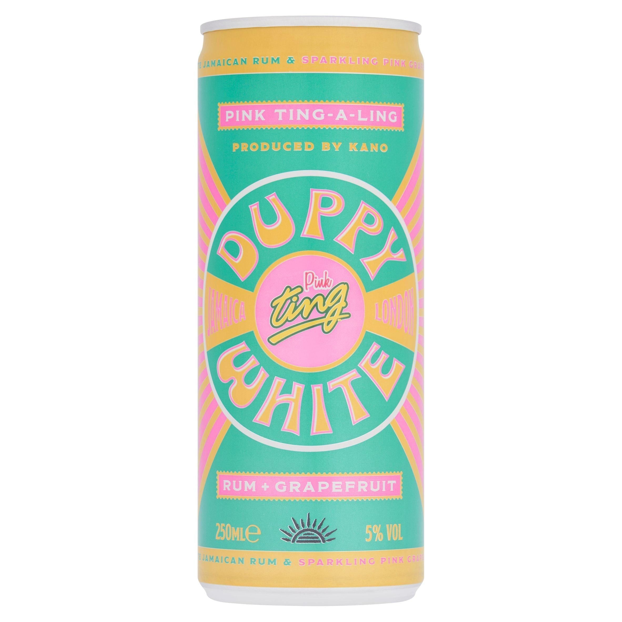 Duppy Share White Jamaican Rum &amp;amp; Sparkling Pink Grapefruit Ting 250ml