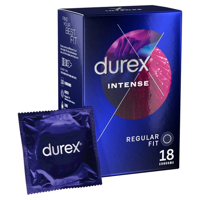 Durex Intense Condoms Ribbed & Dotted Regular Fit   18 per pack