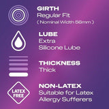 Durex Latex Free Condoms With Silicone Lube Regular Fit 12s