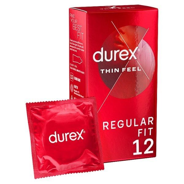 Durex Thin Feel Condoms Extra Silicone Lube Regular Fit 12s