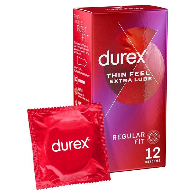 Durex Thin Feel Extra Lube Condoms Regular Fit   12 per pack