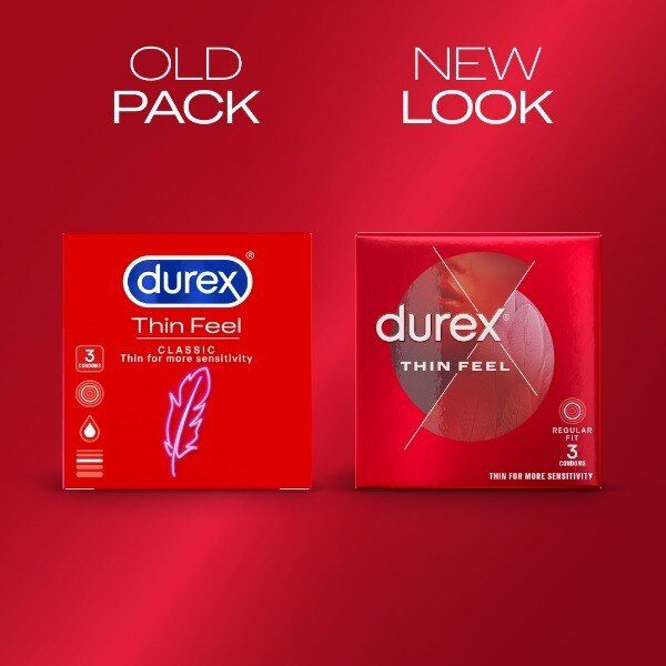 Durex Thin Feel Regular Fit Lubricated Condoms Pack of 3