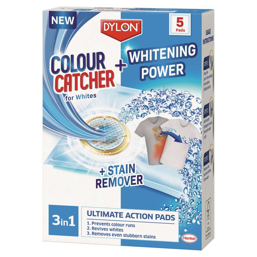 Dylon Colour Catcher + Whitening Power + Stain Remover for Whites