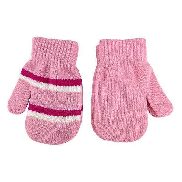 Sock Snob 2 Pk Baby Striped Knitted Winter Mittens Gloves GOODS Superdrug Pink  