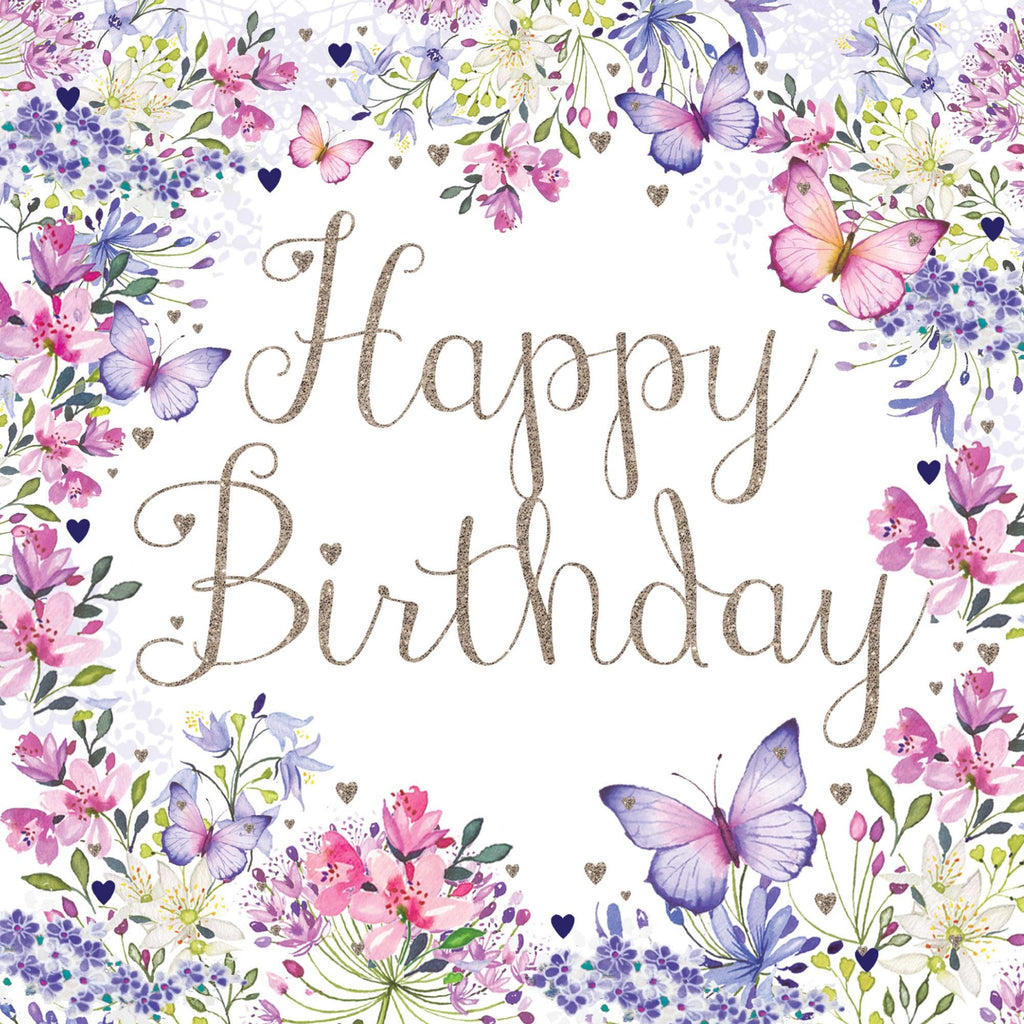 Nigel Quiney Publications Birthday Card with Flowers and Butterflies Greeting Card