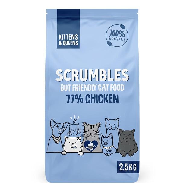 Scrumbles Kitten and Queens Dry Cat Food Chicken   2.5kg