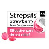 Strepsils Strawberry Sugar Free Sore Throat Lozenges 36s GOODS Superdrug   