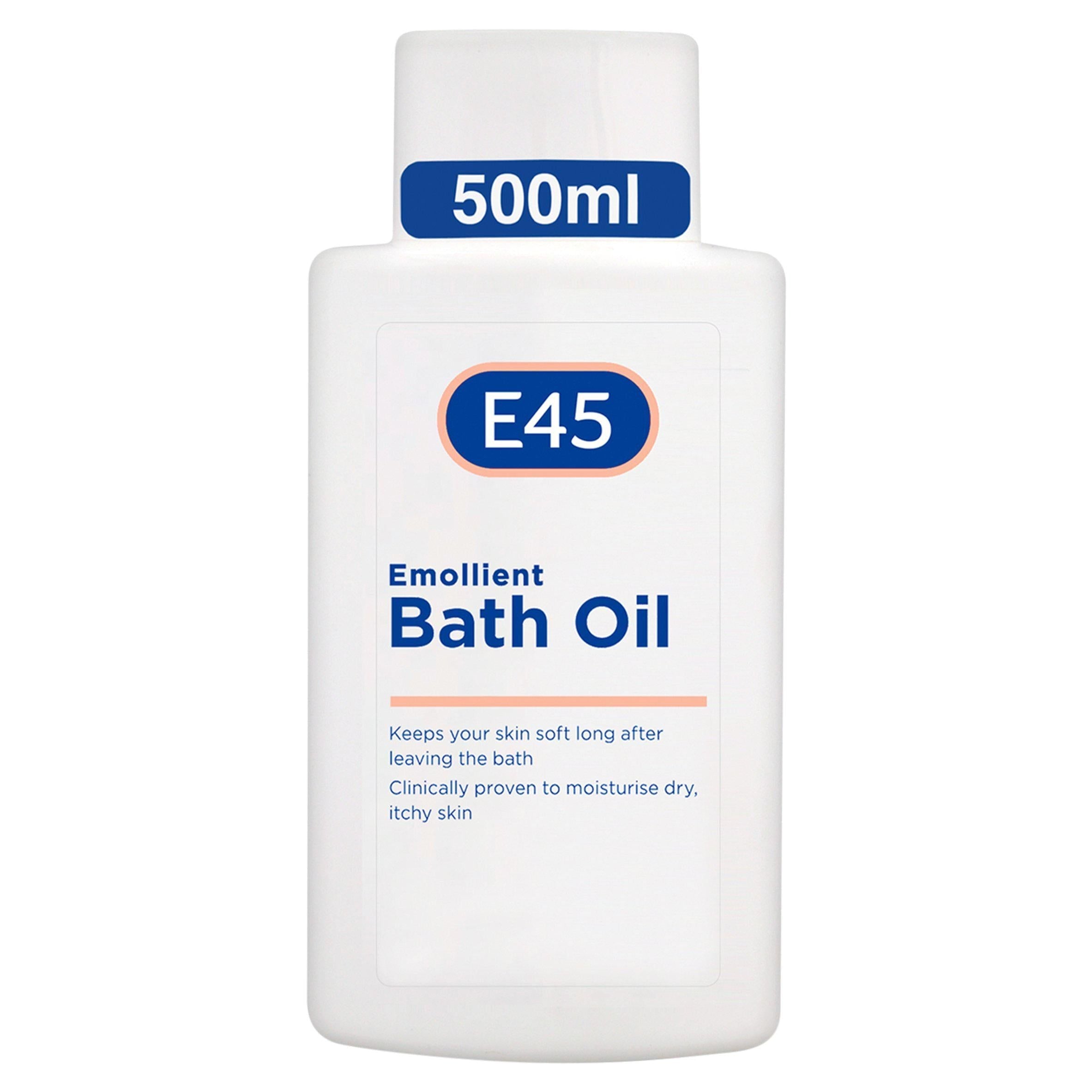 E45 Emollient Bath Oil to Moisturise Dry, Itchy Skin on Body &amp;amp; Hands 500ml