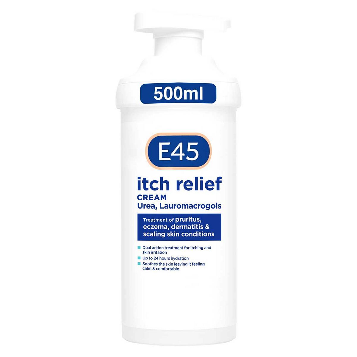 E45 Itch Relief Cream for Itchy, Irritated and Eczema Prone Skin - 500g Pump