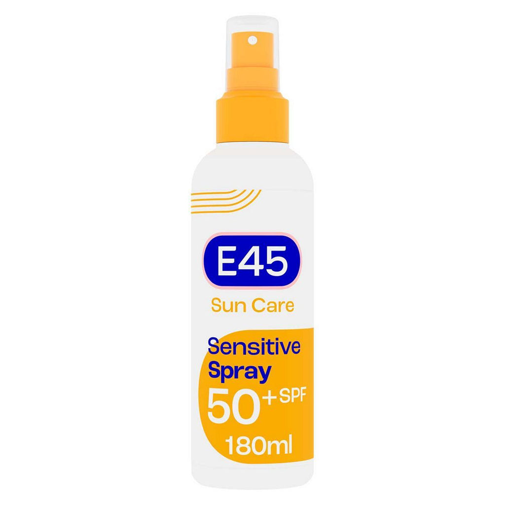 E45 Sun Body Cream Spray for Sensitive Skin. Hydrating Sun Spray with very high UVA and UVB protection and SPF 50+ 180ml