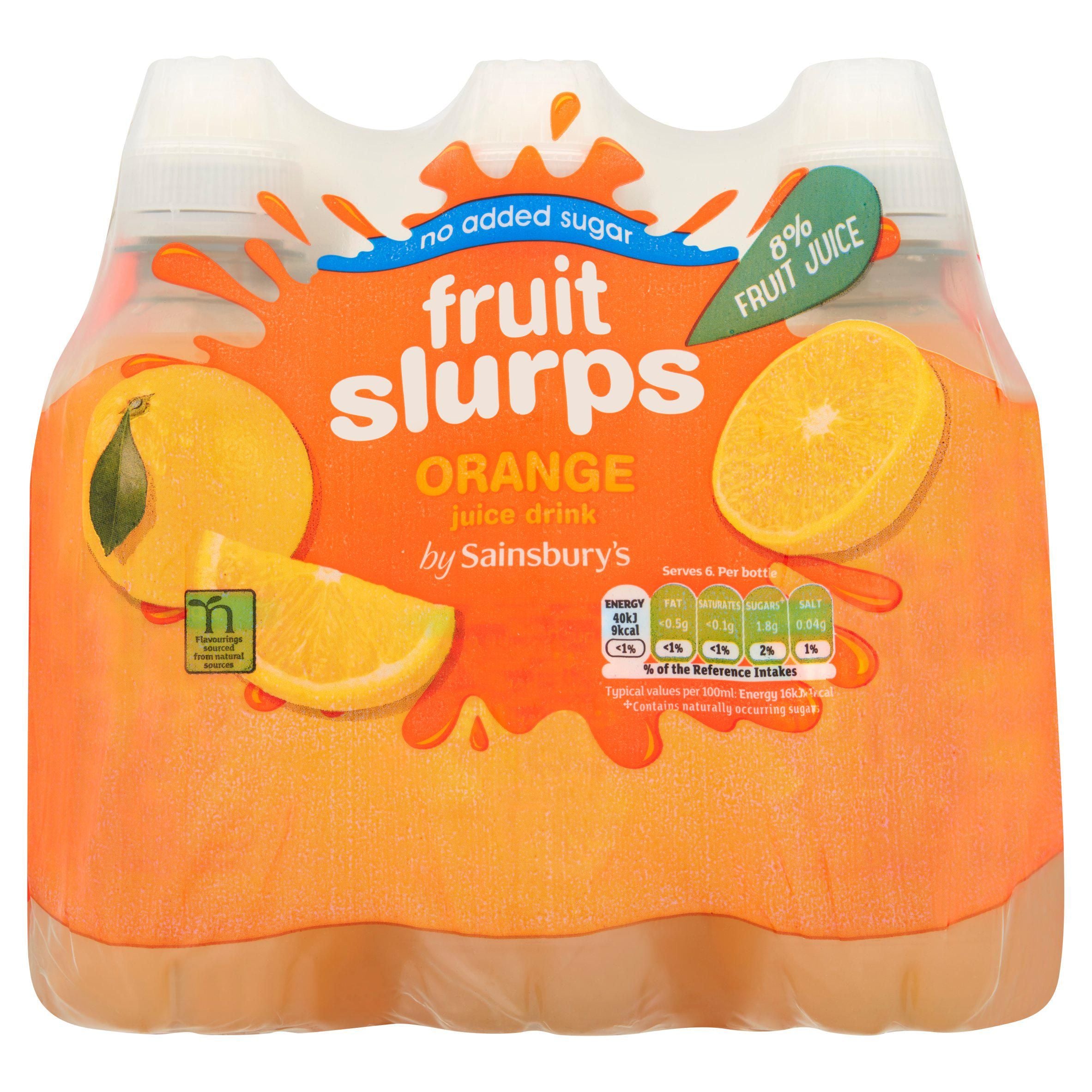 Sainsbury's No Added Sugar Fruit Slurps Orange Juice Drink 6 x 250ml GOODS Sainsburys   