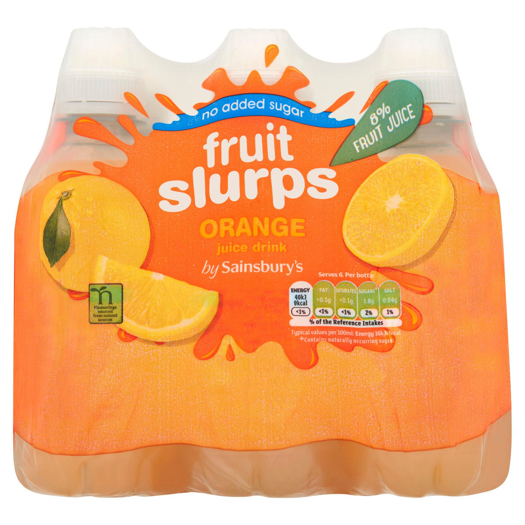 Sainsbury's No Added Sugar Fruit Slurps Orange Juice Drink 6 x 250ml