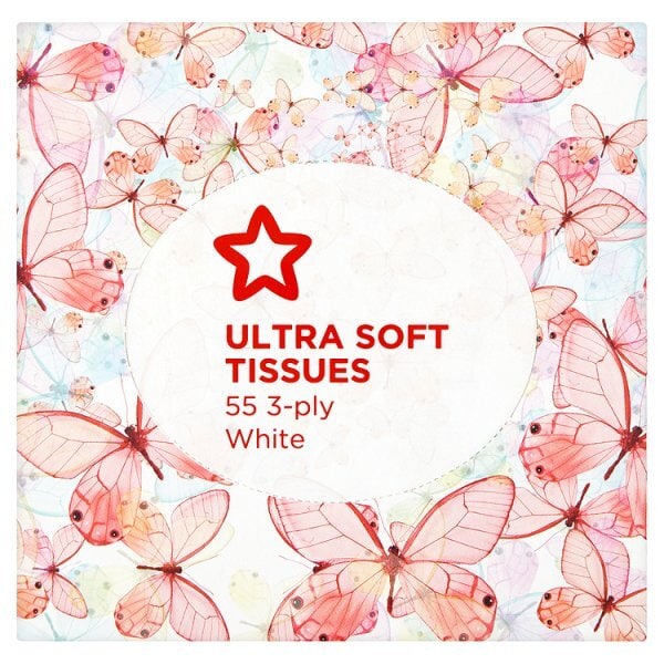 Superdrug Facial Tissue Cube Butterflies 3ply 50 Sheets GOODS Superdrug   