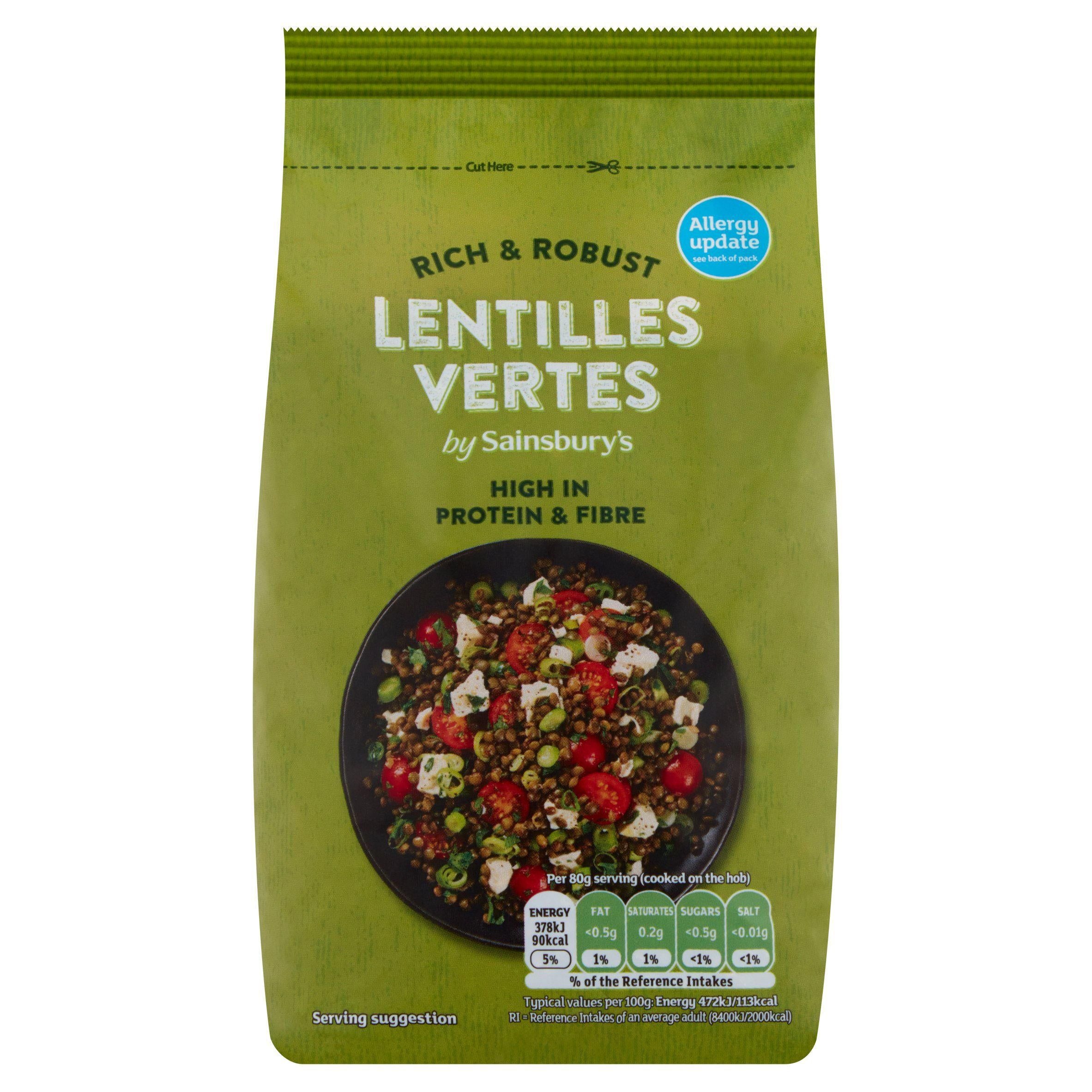 Sainsbury's Lentilles Vertes Bag 500g Pulses & beans Sainsburys   