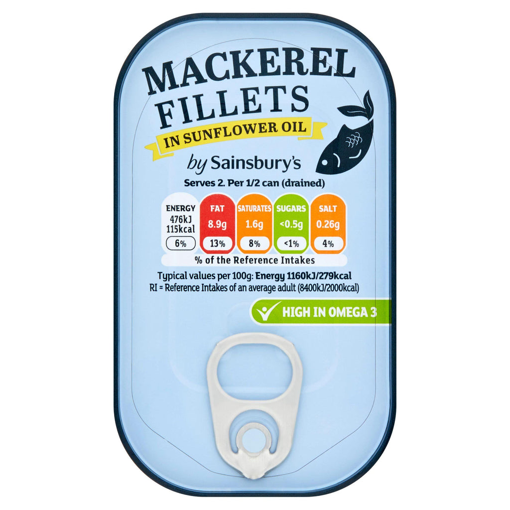 Sainsbury's Mackerel Fillets in Sunflower Oil 125g (86g*)