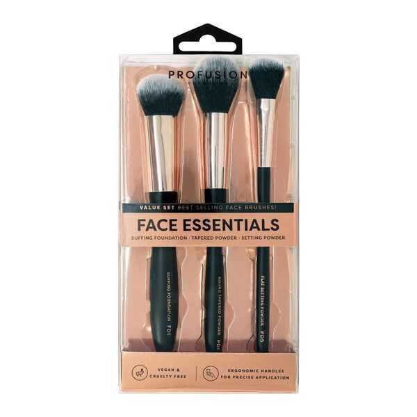 Profusion Cosmetics Face Essentials - 3 PC Face Brush Set