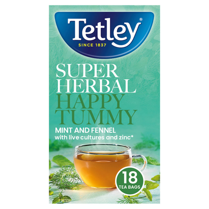 Tetley Super Herbal Happy Tummy Mint and Fennel 18 Tea Bags 32.4g GOODS ASDA   