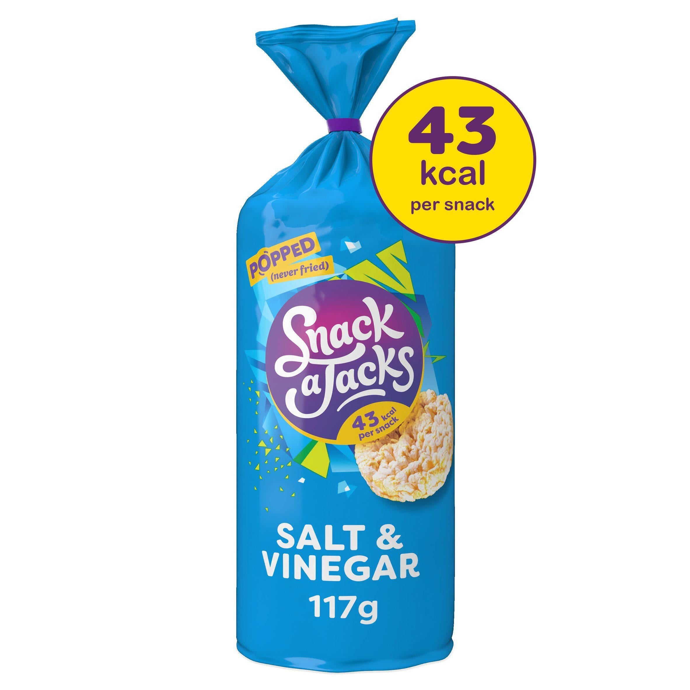 Snack a Jacks Salt &amp; Vinegar Sharing Rice Cakes Crisps 117g