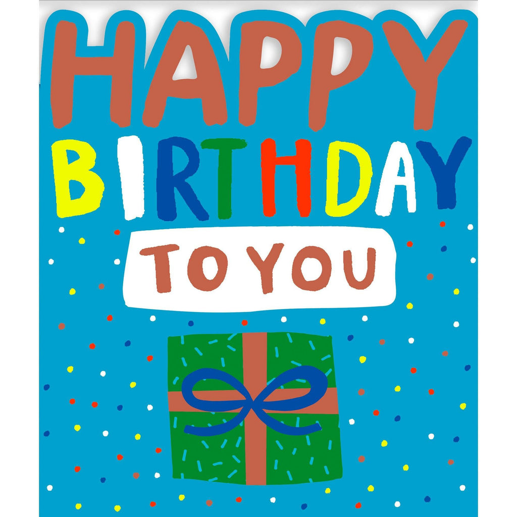 Sainsbury's Happy Birthday Card Green Present Die-Cut Juvenile Greeting Card