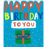 Sainsbury's Happy Birthday Card Green Present Die-Cut Juvenile Greeting Card GOODS Sainsburys   