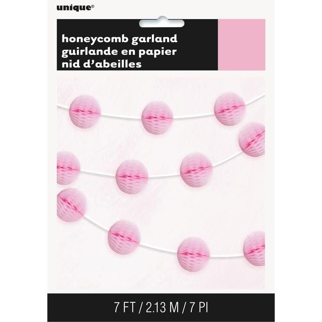 Pink Honeycomb Ball Garland 7ft