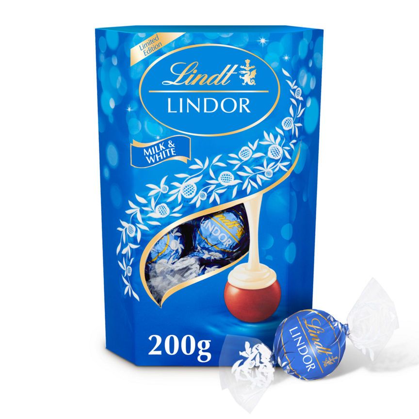 Lindt Lindor Milk & White Chocolate Truffles Box 200g