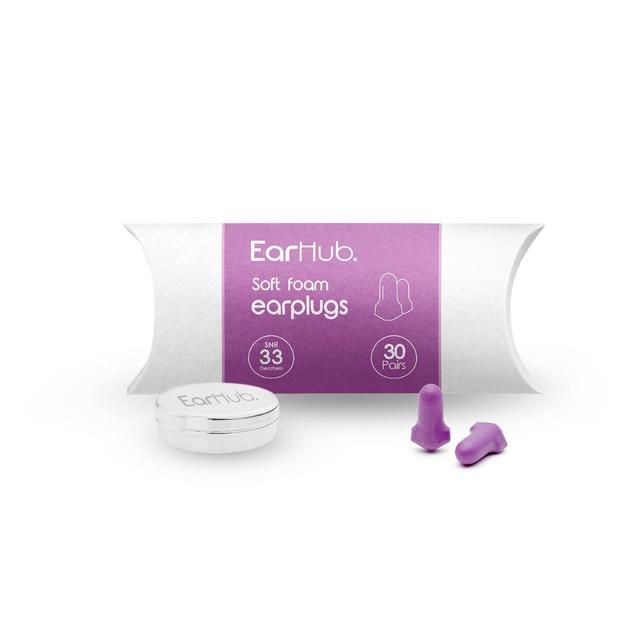 EarHub Sleepwell Purple Soft Foam Earplugs   30 per pack