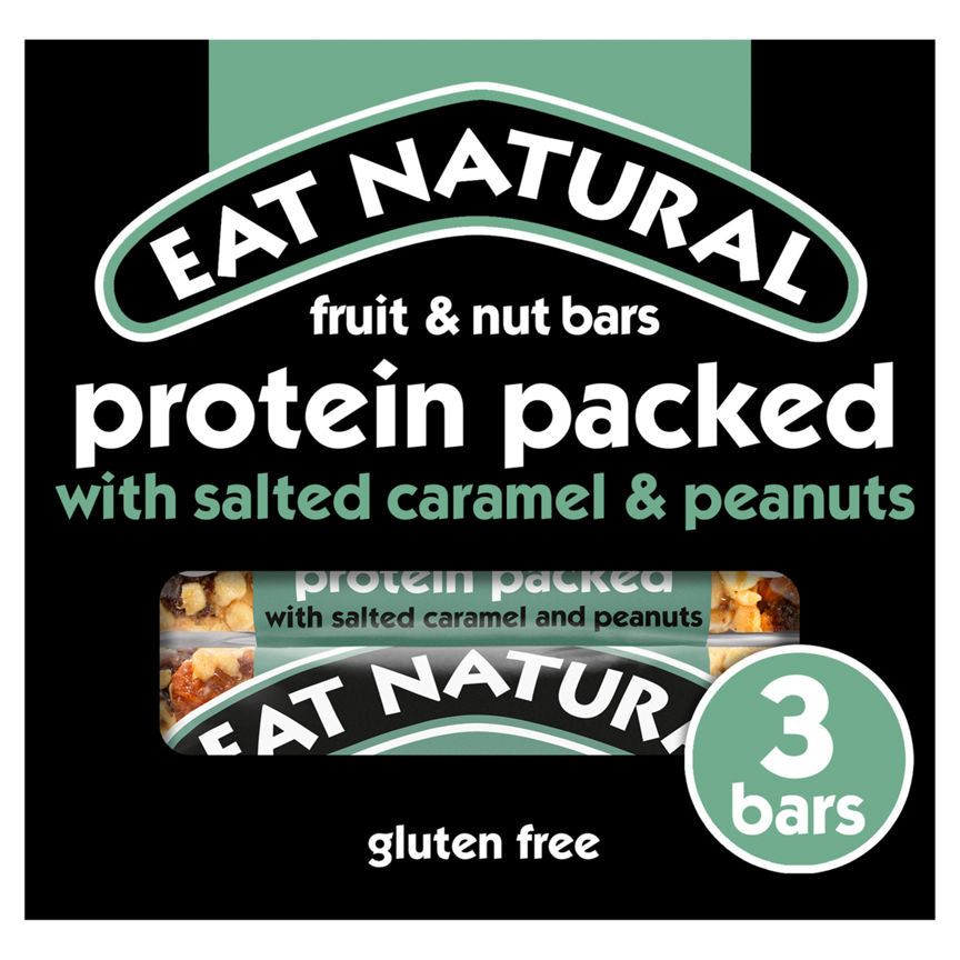 Eat Natural 3 Fruit &amp;amp; Nut Bars Protein Packed with Salted Caramel &amp;amp; Peanuts