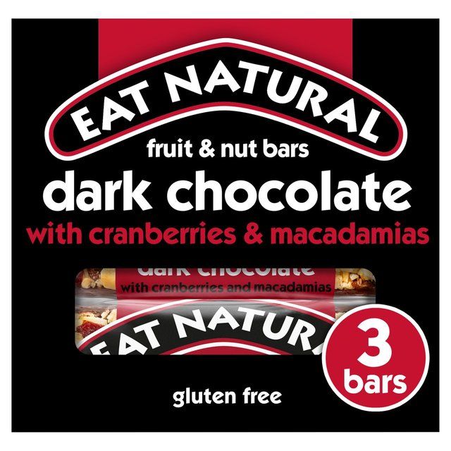 Eat Natural Dark Chocolate Cranberries &amp;amp; Macadamias Bars   3 x 40g