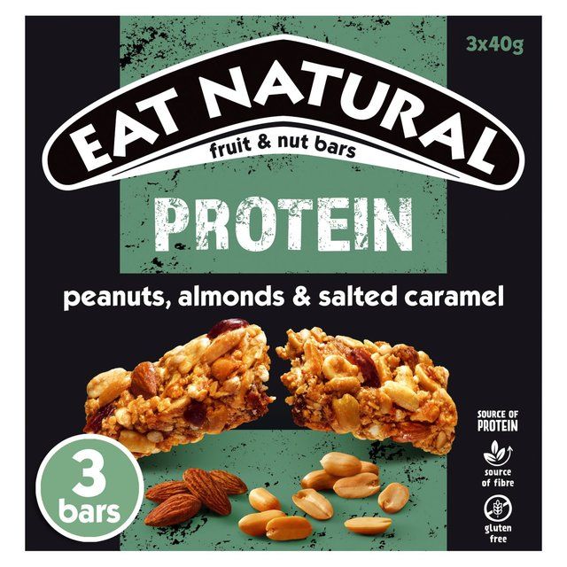 Eat Natural Protein Packed Salted Caramel & Peanuts Bars   3 x 40g