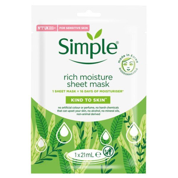 Simple Rich Moisture Sheet Mask 1 Pack GOODS Superdrug   