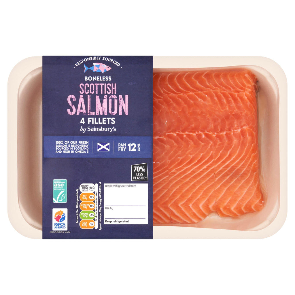 Sainsbury's Skin on ASC Scottish Salmon Fillets x4 480g