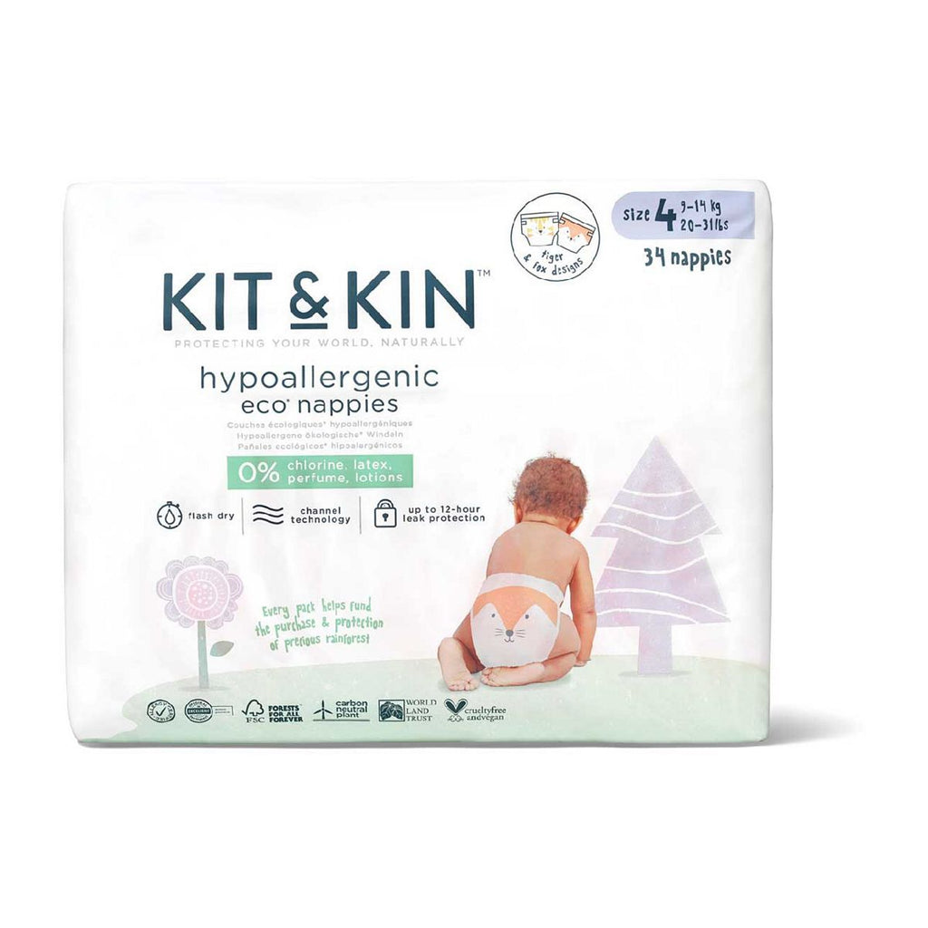 Kit & Kin Eco Nappies Size 4, 32 pack, 9-14kg/20-31lbs