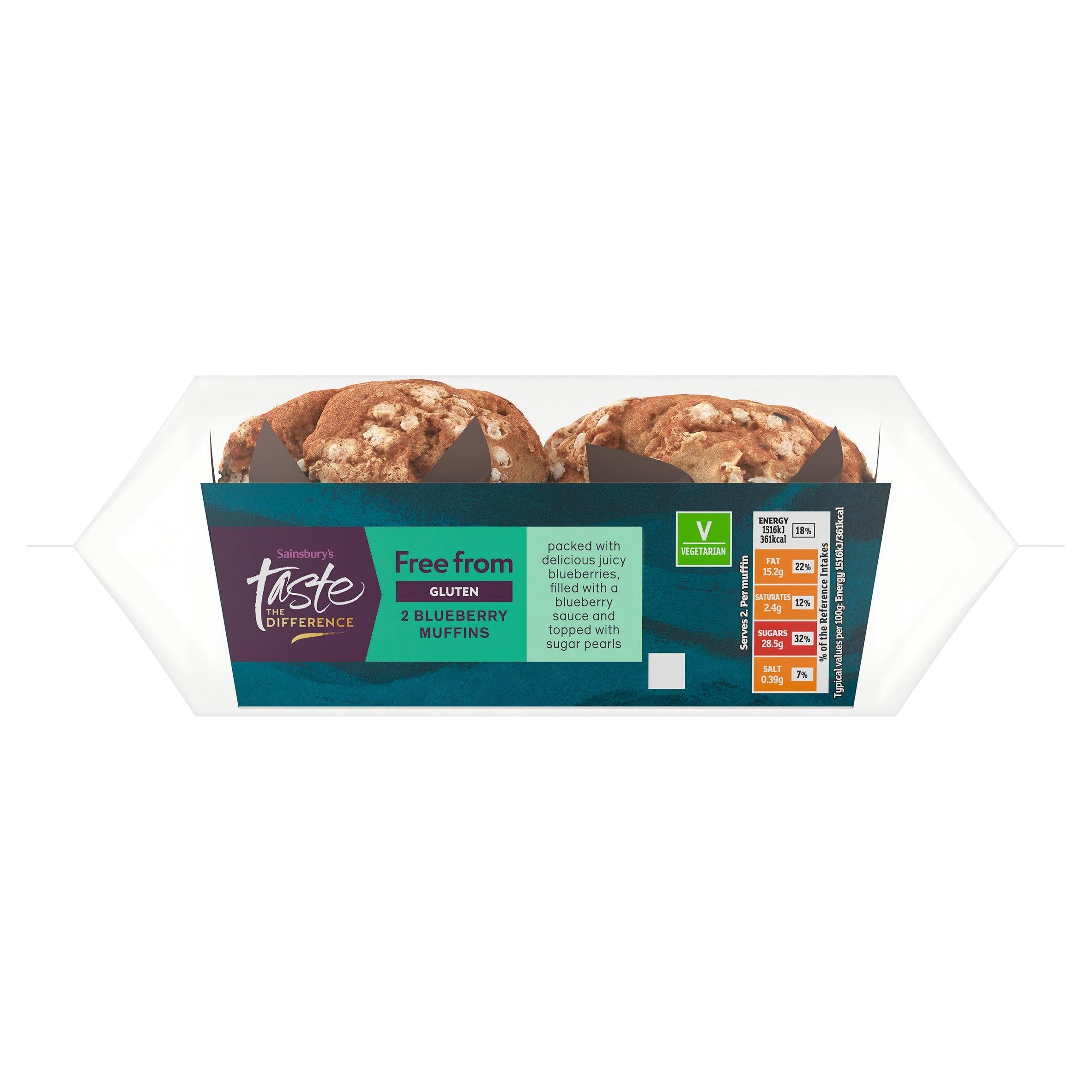 Sainsbury's Free From Blueberry Muffins, Taste the Difference x2 GOODS Sainsburys   