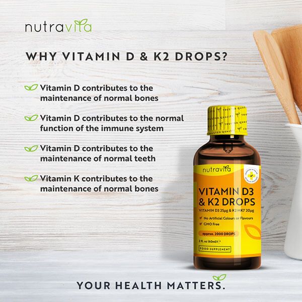 Nutravita Vitamin D3 & K2 Drops - 2000 Vegetarian Drops GOODS Superdrug   