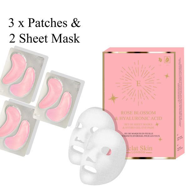 Eclat Skin London Rose Hyaluronic Acid Sheet Masks, Eye Pads