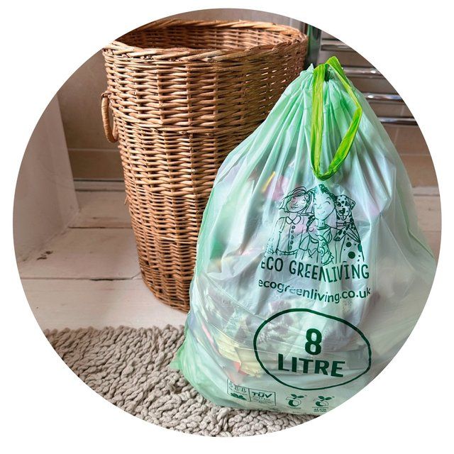 Eco Green Living Certified Compostable Small 8L Drawstring Bin Liner   25 per pack