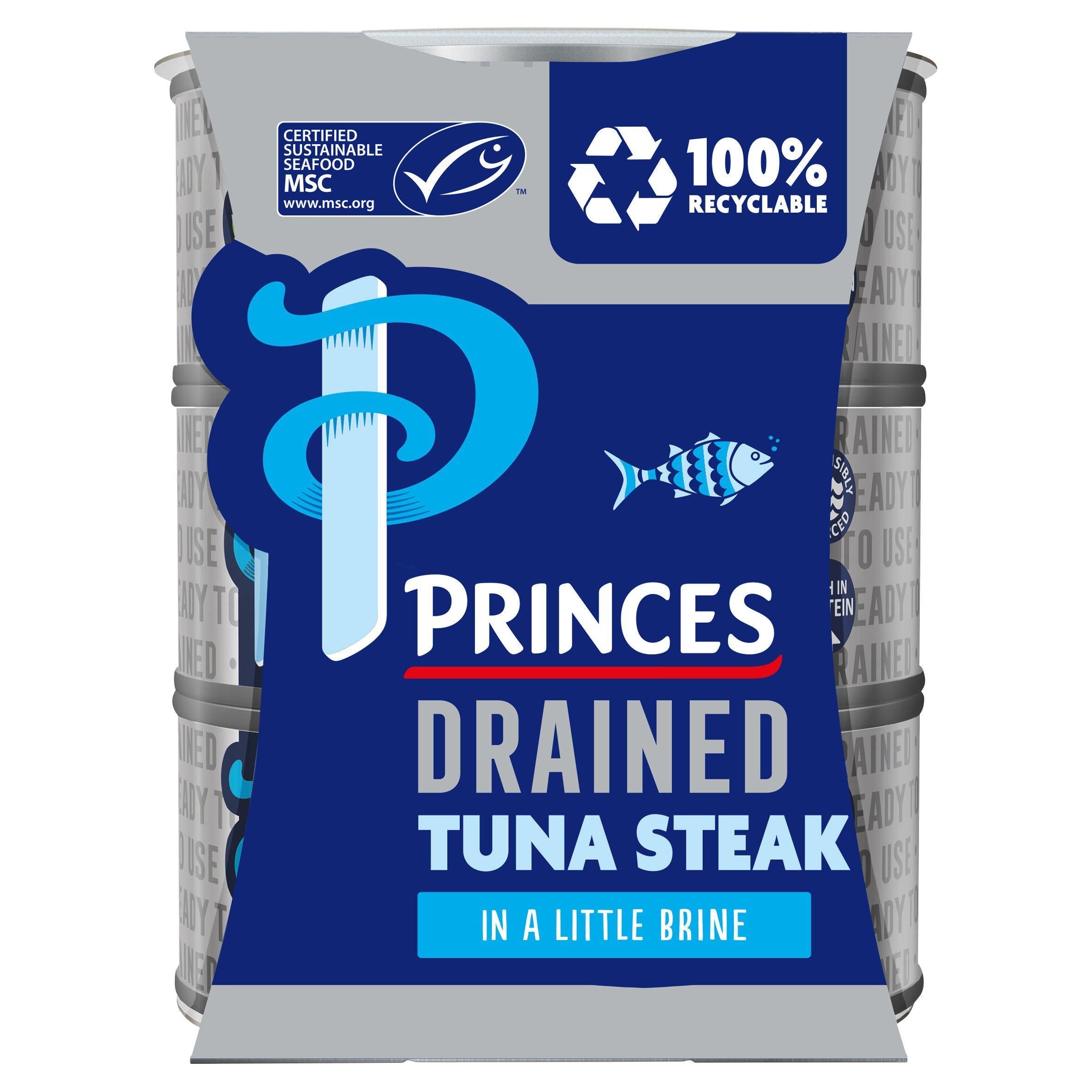 Princes Drained & Ready to Use Tuna Steak with a Little Brine 3x110g Fish Sainsburys   