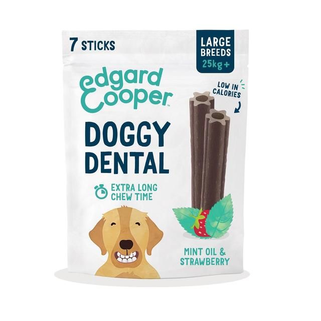 Edgard & Cooper Strawberry & Mint Large Dog Dental Sticks   7 per pack