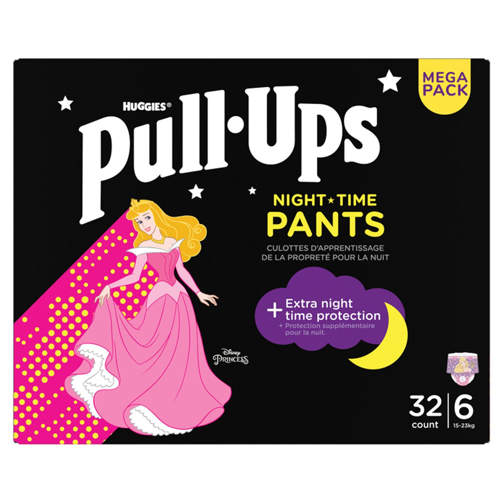 Huggies Pull Ups Trainers Girls Night Time Nappy Pants Age 2-4 Years Nappies Size 6, 15-23kg Mega Pack x32