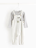 Stripe Bodysuit & Grey Dinosaur Dungarees Set 12-18 months GOODS Argos