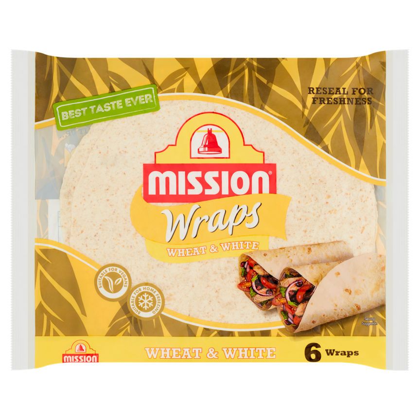 Mission Deli Wheat & White Tortilla Wraps 376g