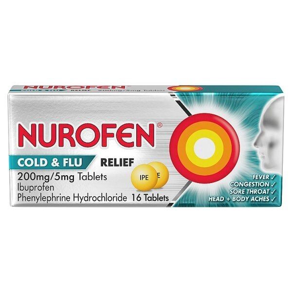 Nurofen Cold and Flu Pain Relief Ibuprofen 200mg Tablets 16s