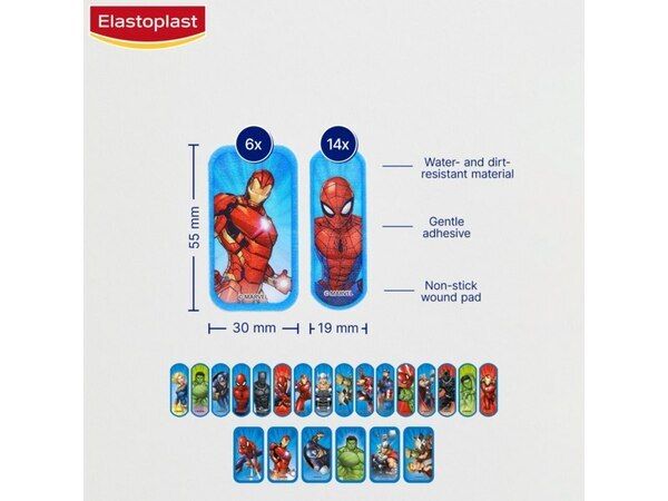 Elastoplast Marvel Avengers Painless Kids, 20 Plasters