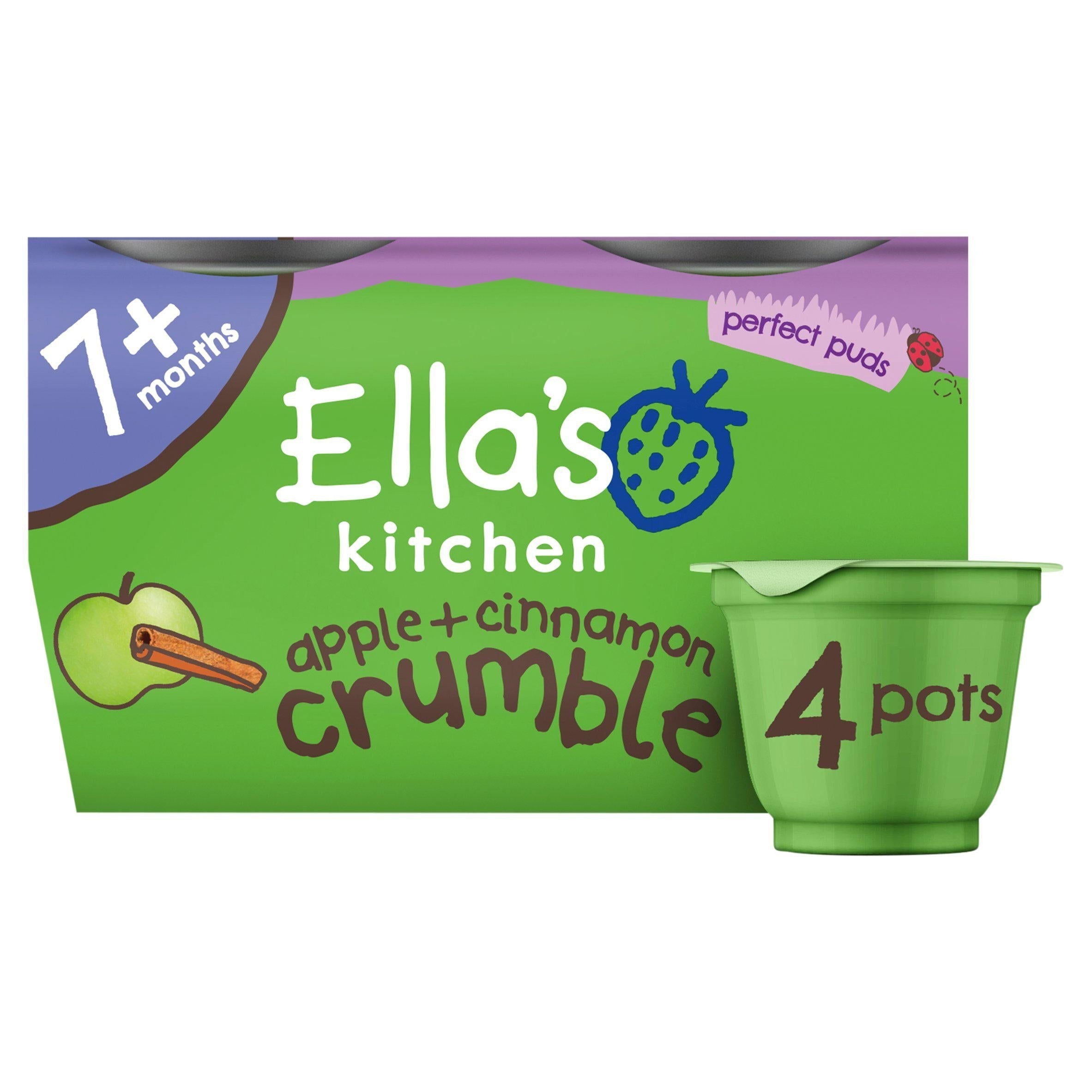 Ella's Kitchen Apple &amp;amp; Cinnamon Crumble Pudding 7 Months+ 4x80g