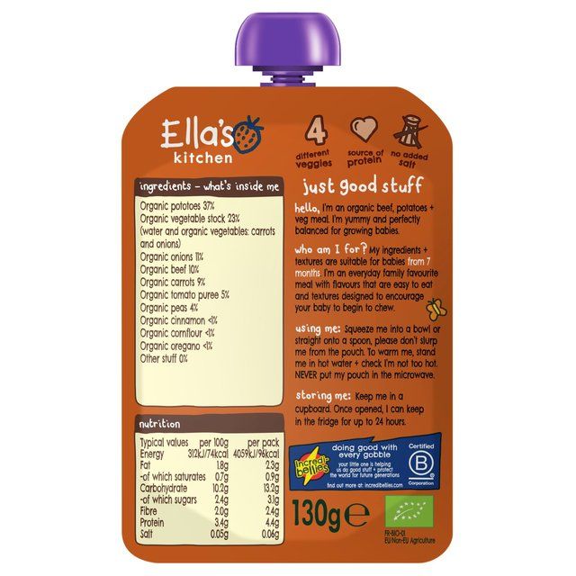 Ella's Kitchen Beef Cottage Pie Baby Food Pouch 7+ Months   130g