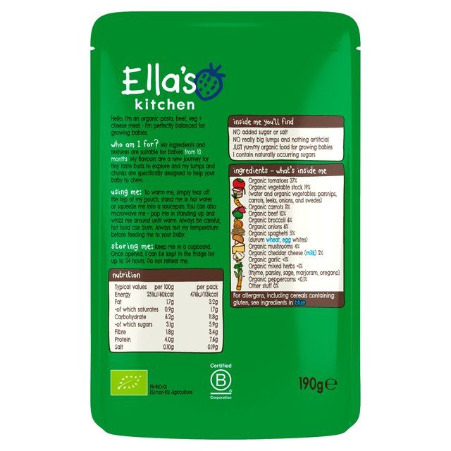 Ella's Kitchen Beef Spag Bol with Cheese Baby Food Pouch 10+ Months   190g