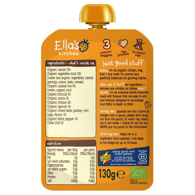 Ella's Kitchen Chicken & Rice Casserole Baby Food Pouch 7+ Months   130g