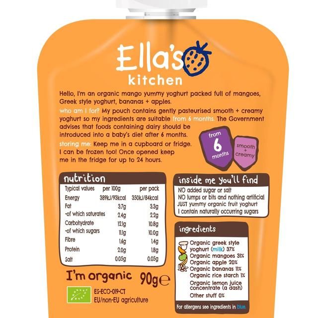 Ella's Kitchen Mango Greek Style Yoghurt Baby Food Pouch 6+ Months   90g